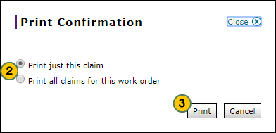 Print a warranty claim confirmation.